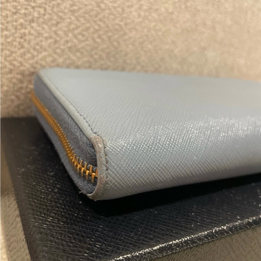 Prada bow Leather blue long wallet full zippy - Picture 5 of 12
